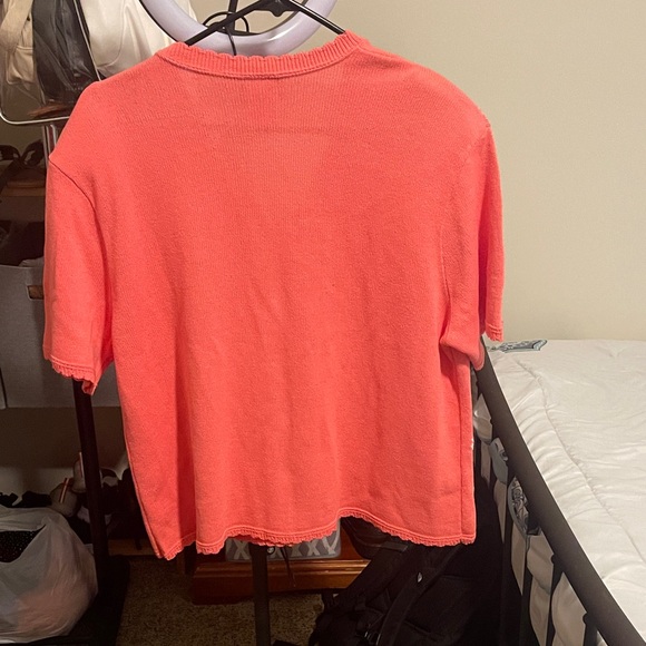 Southern Lady Coral and White Floral Knit Top - Picture 2 of 4